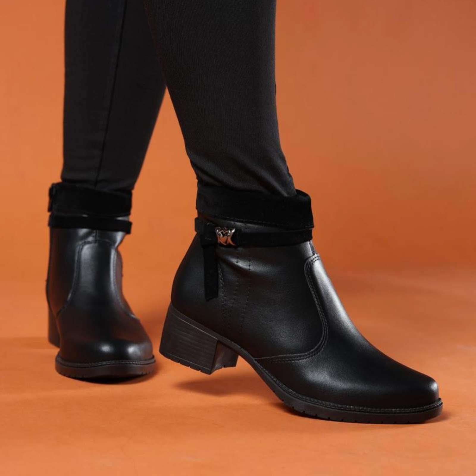 BOTA FEMININA COURO NAPA CONFORT JHENY