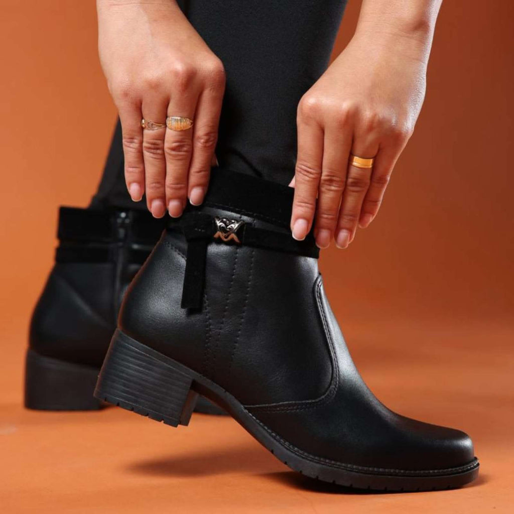 BOTA FEMININA COURO NAPA CONFORT JHENY